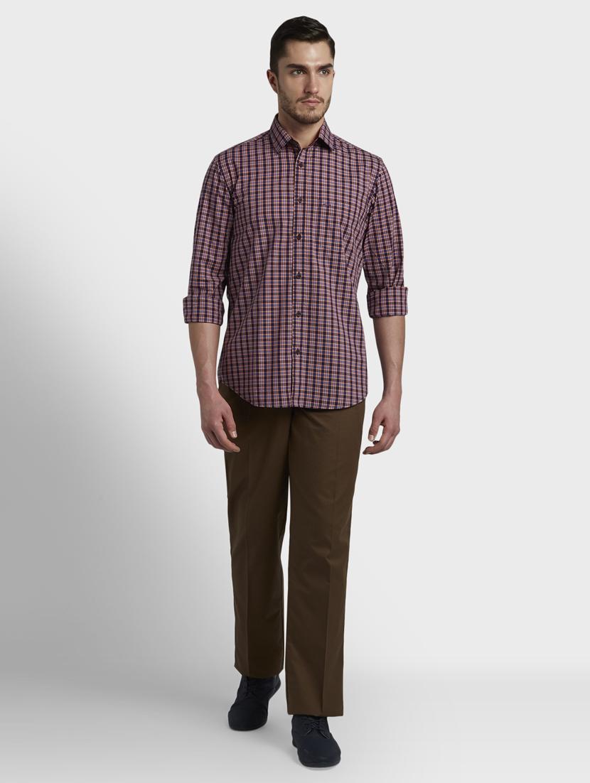peach checkered casual shirt - 17801507 - Standard Image - 3