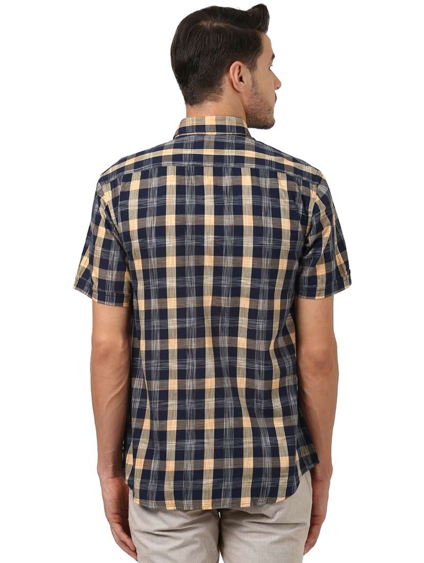 navy blue checkered casual shirt - 17801712 - Standard Image - 3