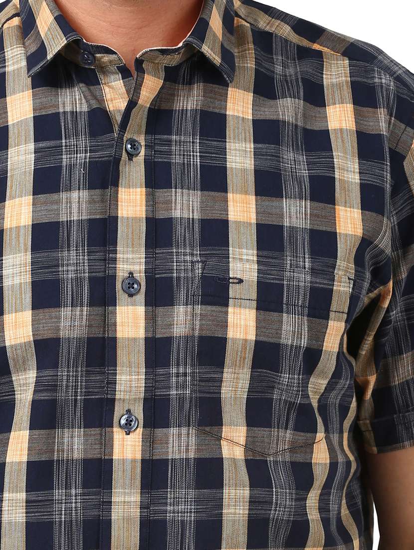 navy blue checkered casual shirt - 17801712 - Standard Image - 5
