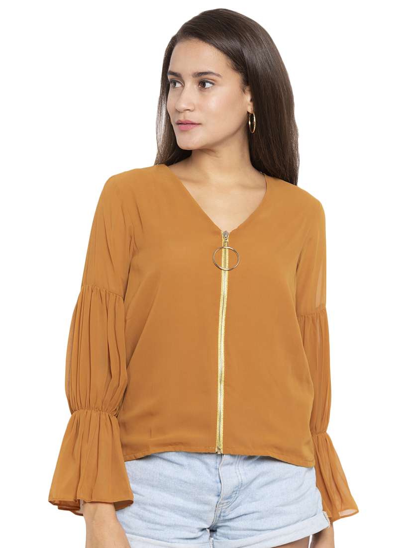 bell sleeved solid top 
