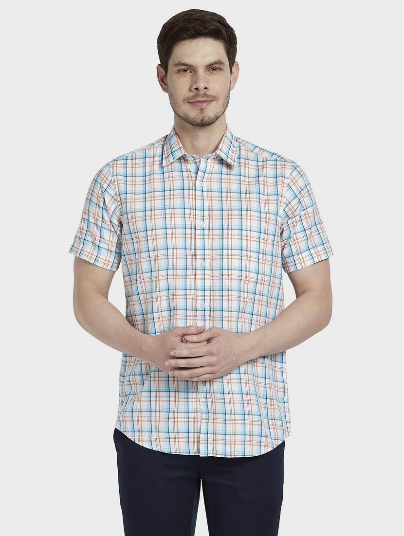 cream checkered casual shirt - 17801844 -  Zoom Image - 0