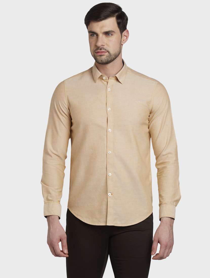 beige solid casual shirt - 17801870 -  Zoom Image - 0