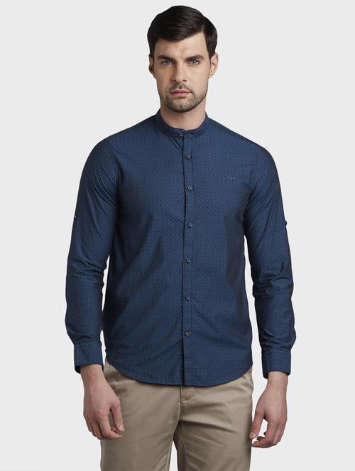 navy blue printed casual shirt - 17801884 - Standard Image - 0