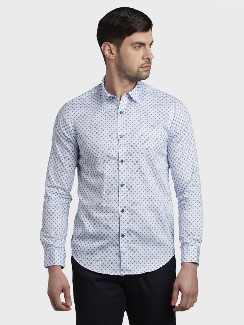 light blue printed casual shirt - 17801887 - Zoom Image - 0