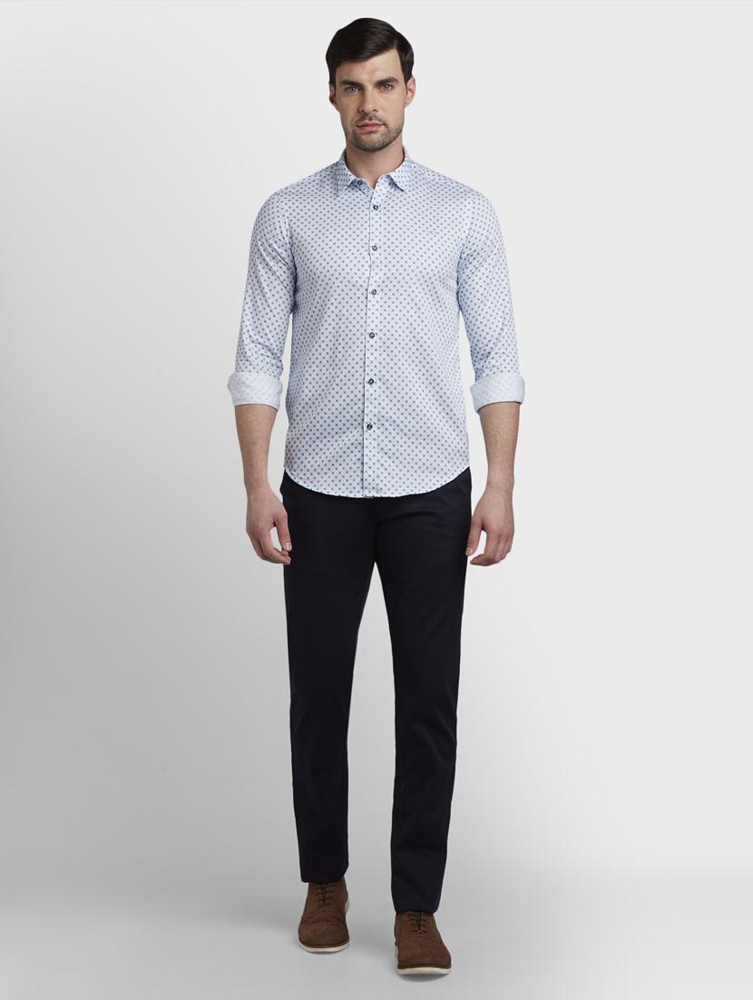 light blue printed casual shirt - 17801887 - Standard Image - 3