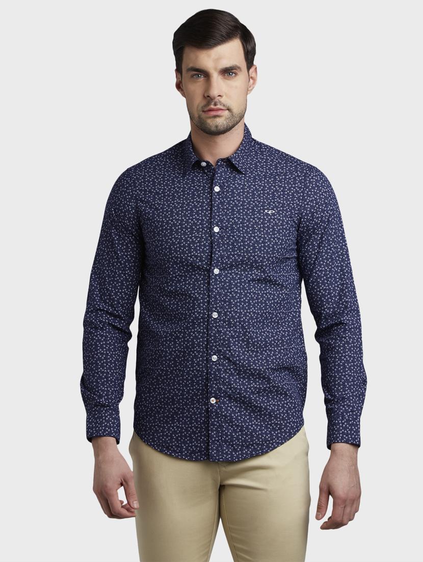 navy blue printed casual shirt - 17801896 -  Zoom Image - 0