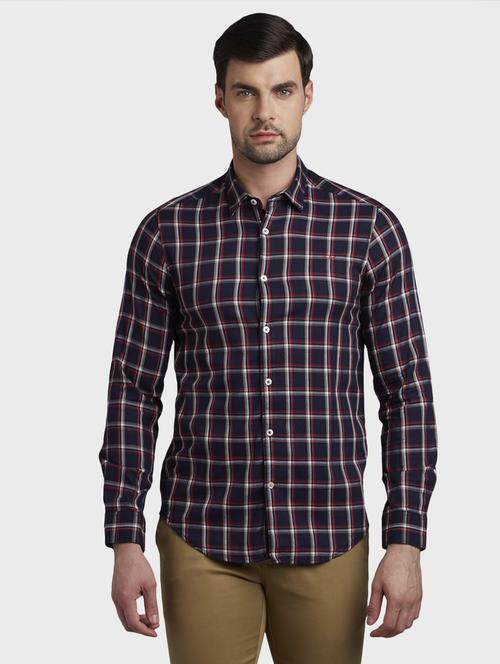 navy blue checkered casual shirt - 17801912 -  Standard Image - 0