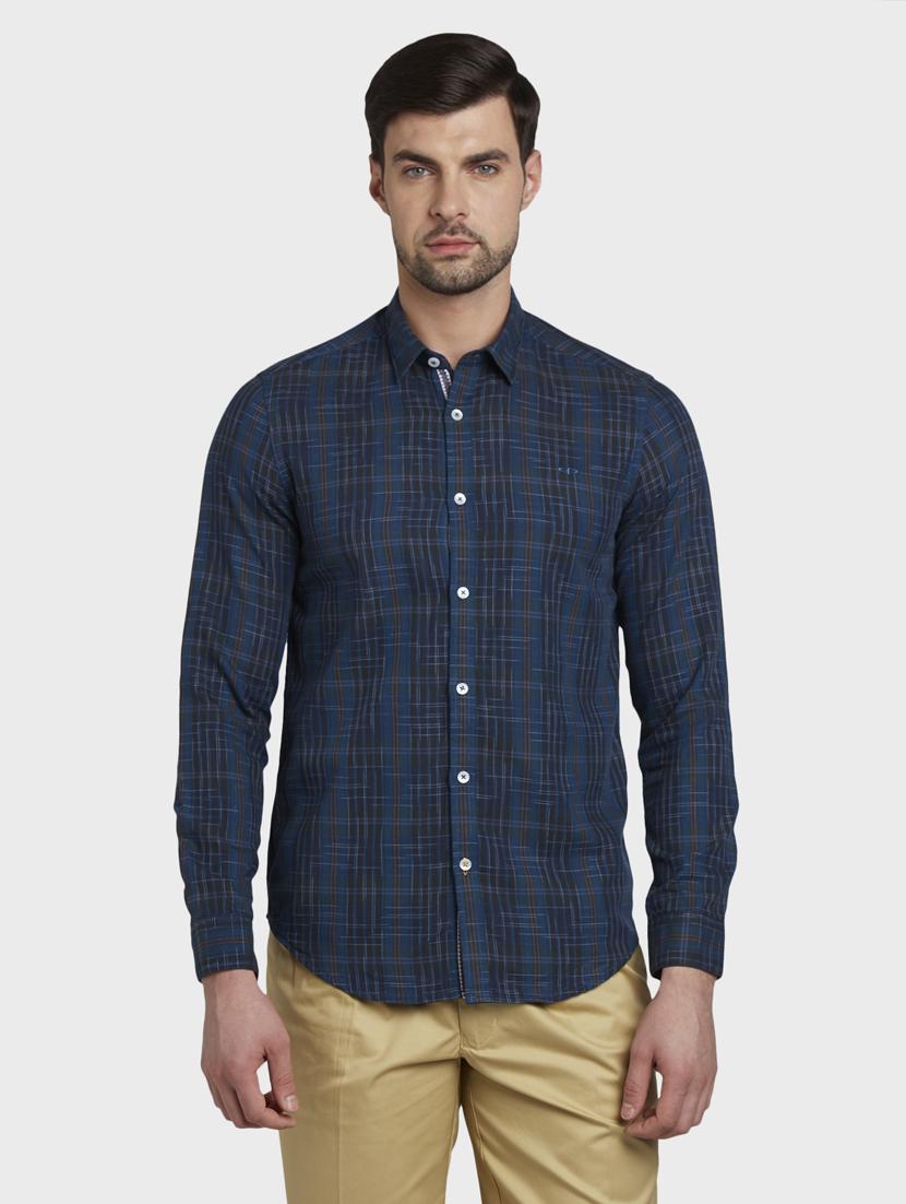 teal checkered casual shirt - 17801926 - Zoom Image - 0
