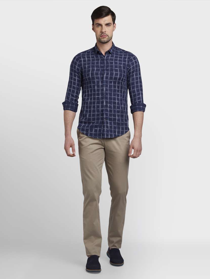 navy blue checkered casual shirt - 17801928 - Standard Image - 3