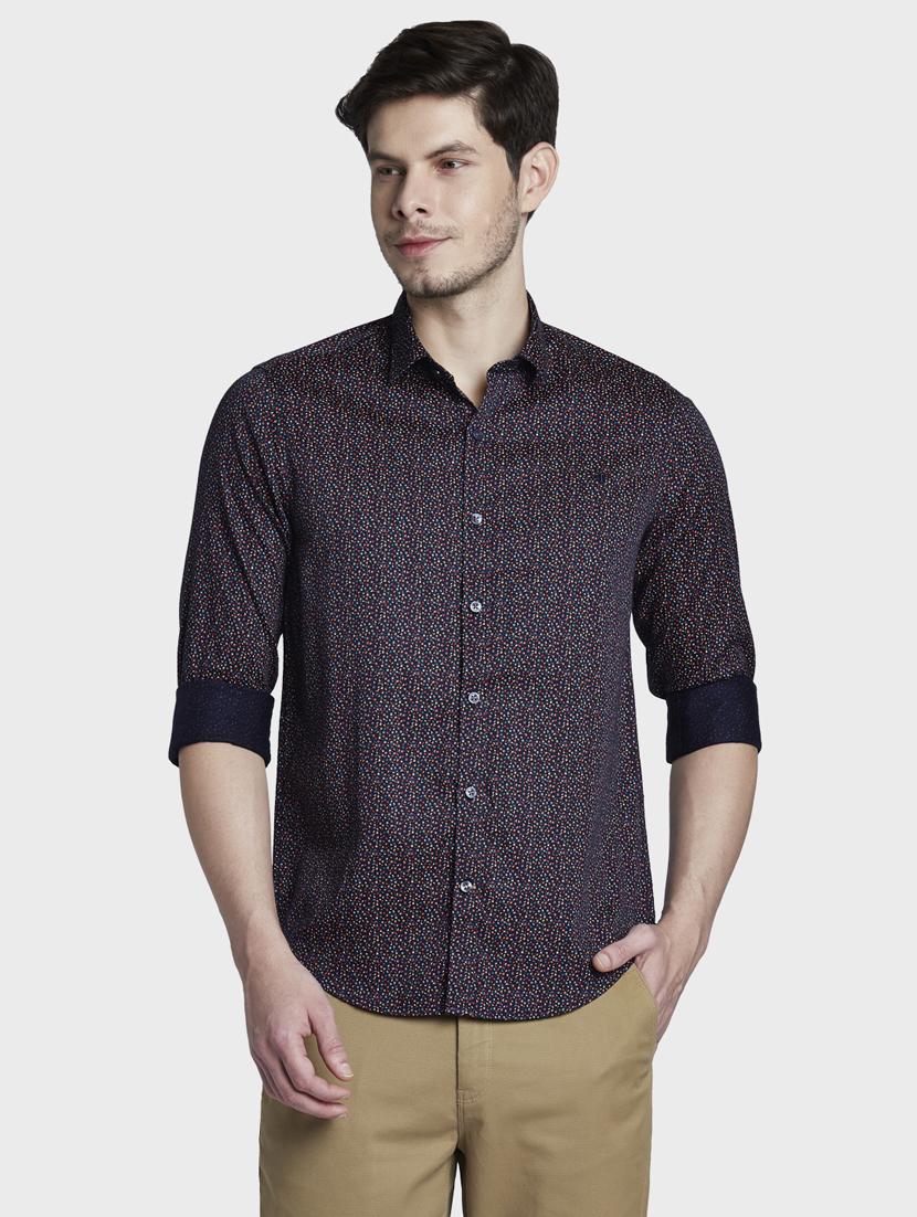 navy blue printed casual shirt - 17801973 -  Zoom Image - 0