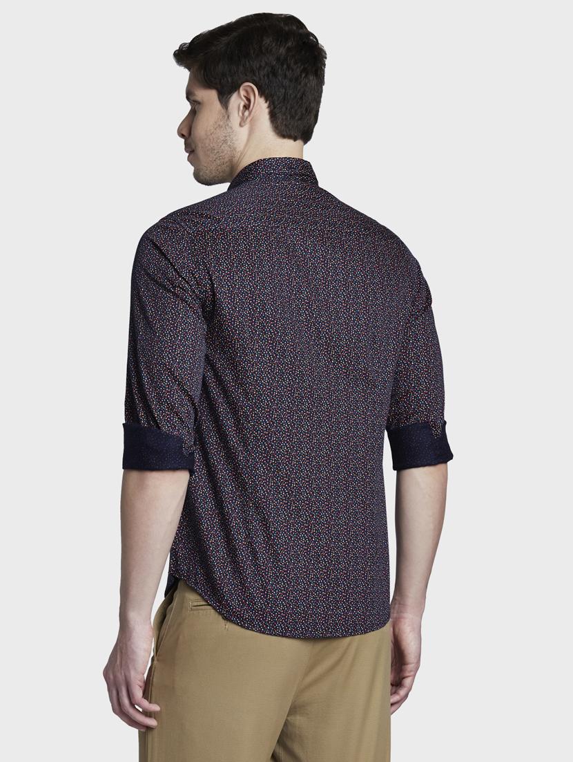 navy blue printed casual shirt - 17801973 - Standard Image - 3
