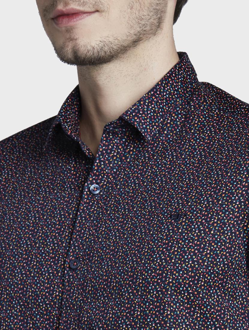 navy blue printed casual shirt - 17801973 - Standard Image - 5