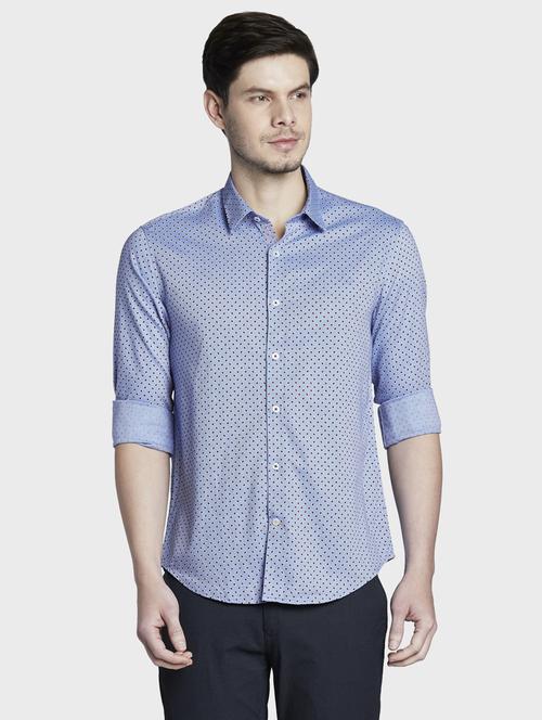 blue printed casual shirt - 17801977 - Standard Image - 0