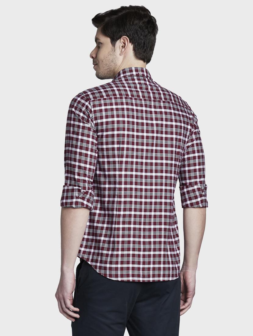maroon checkered casual shirt - 17802020 - Standard Image - 3