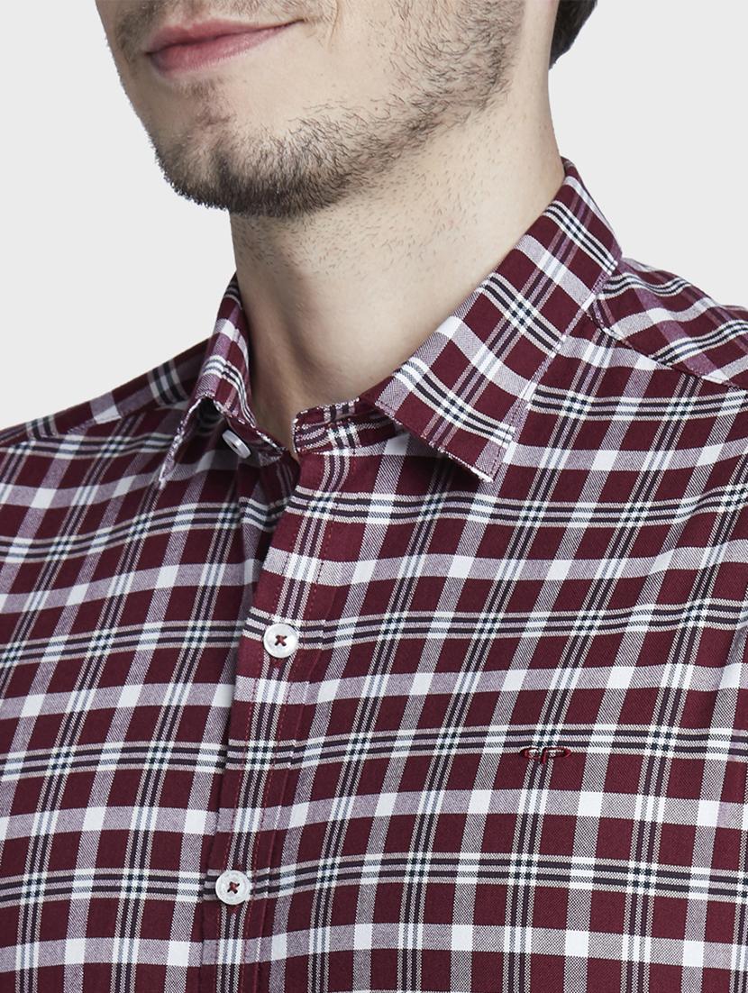 maroon checkered casual shirt - 17802020 - Standard Image - 5