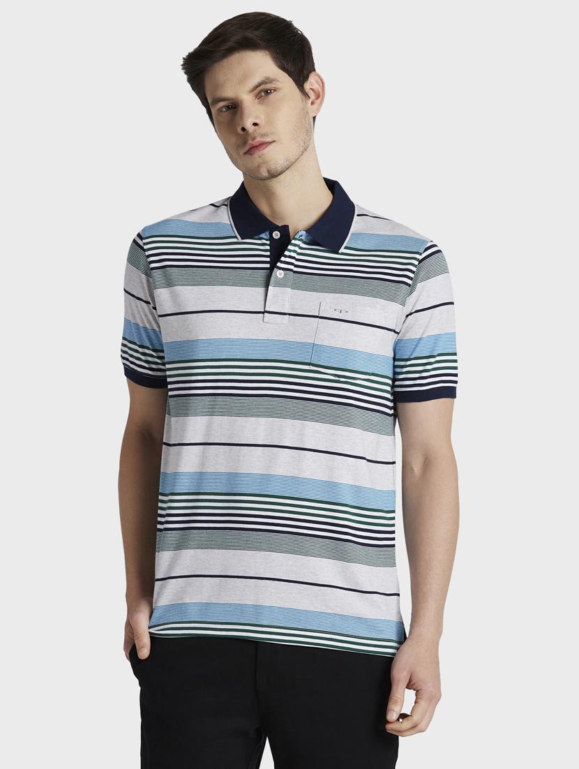 grey striped polo t-shirt - 17804781 -  Zoom Image - 0