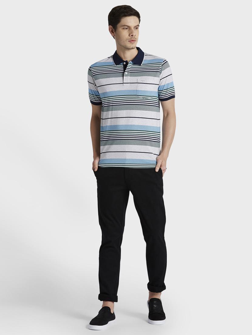 grey striped polo t-shirt - 17804781 - Standard Image - 3