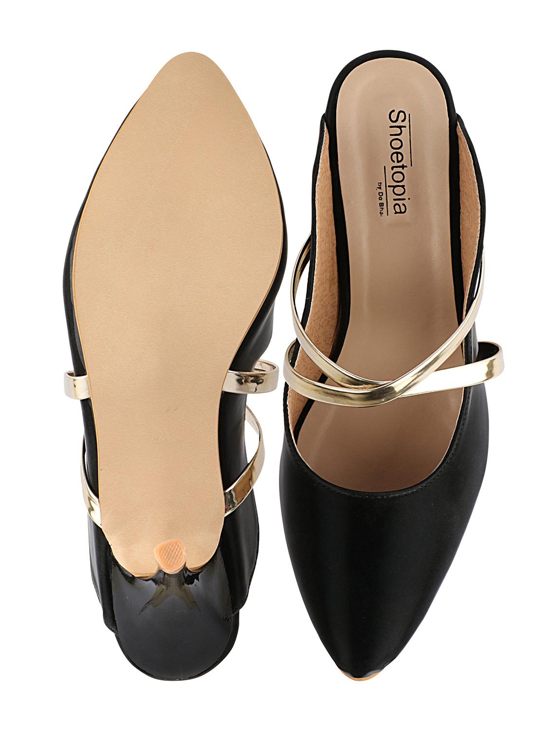 black synthetic slip on pumps - 17805793 - Standard Image - 3