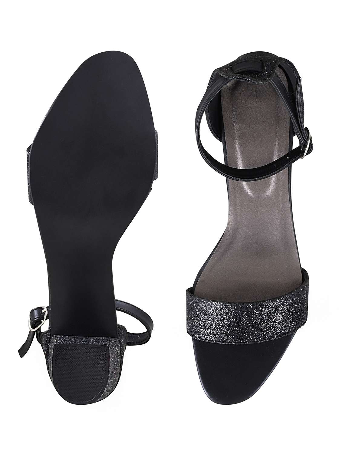 black synthetic ankle strap sandals - 17805806 -  Standard Image - 3