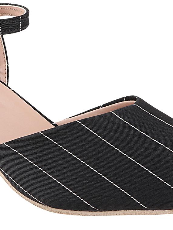 black synthetic ankle strap sandals - 17805820 - Standard Image - 3