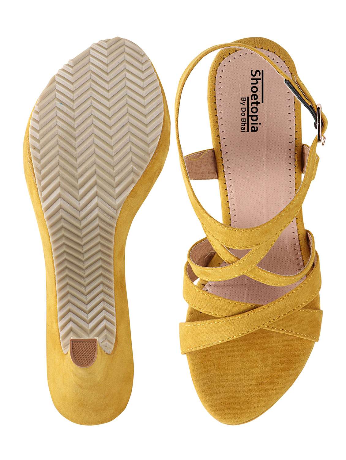yellow suede ankle strap sandals - 17805835 - Standard Image - 3