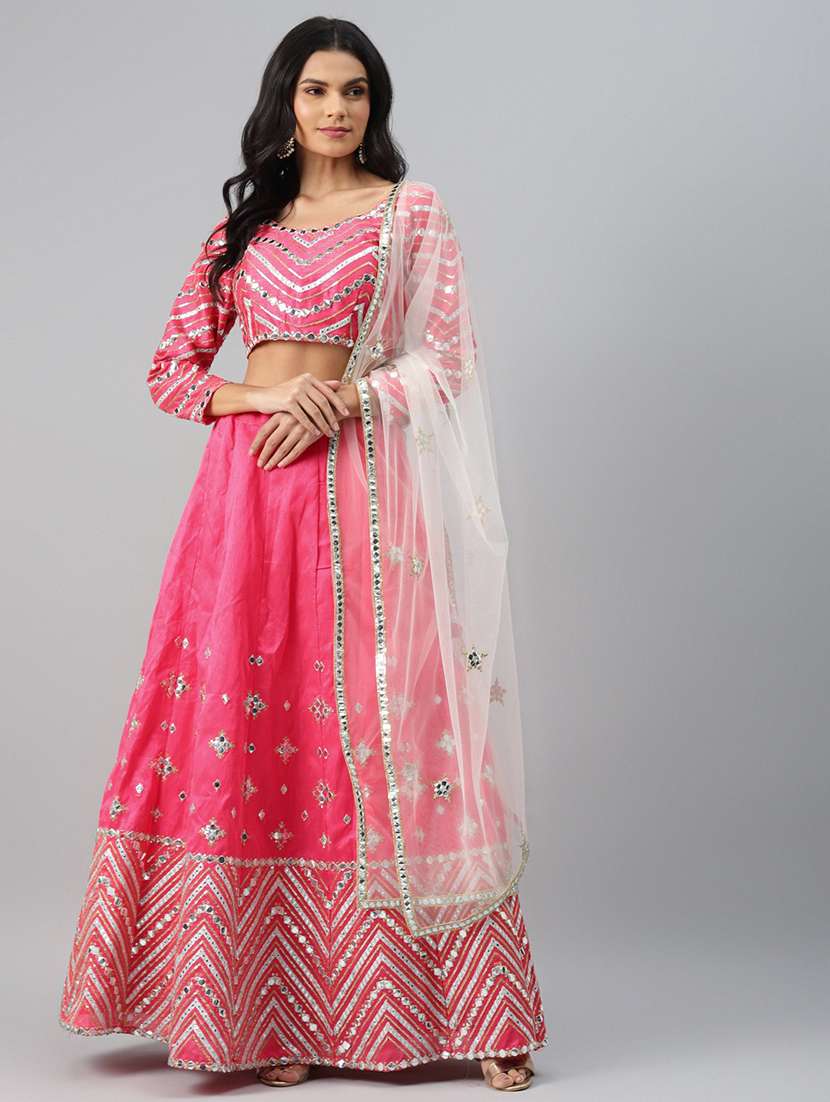 pink art silk aline lehenga