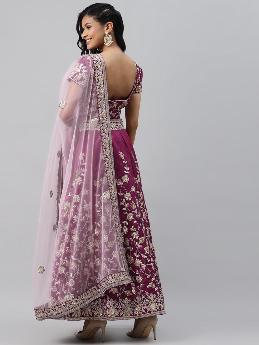 pink raw silk aline lehenga - 17806008 - Standard Image - 3