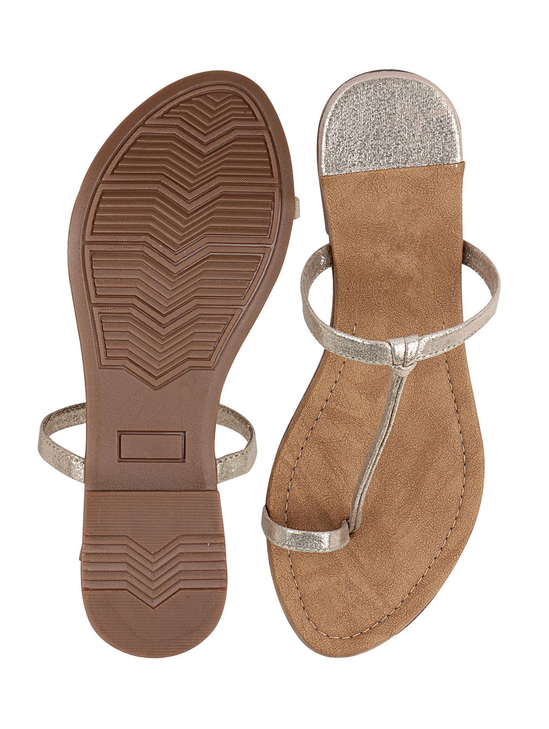 gold one toe flats - 17806232 - Standard Image - 3