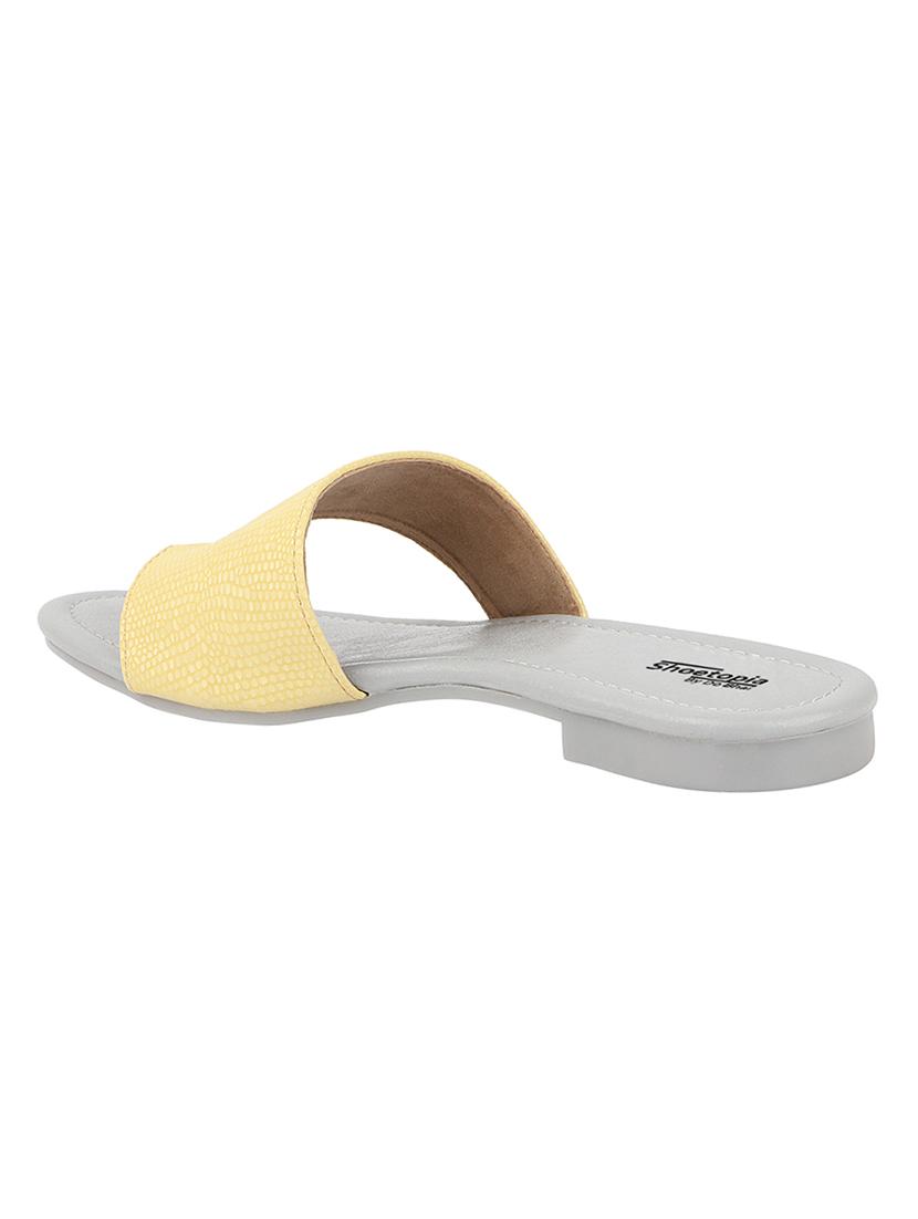 yellow synthetic slip on sandals - 17806254 - Standard Image - 3