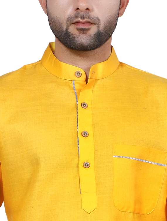 yellow solid long kurta - 17806668 -  Standard Image - 3