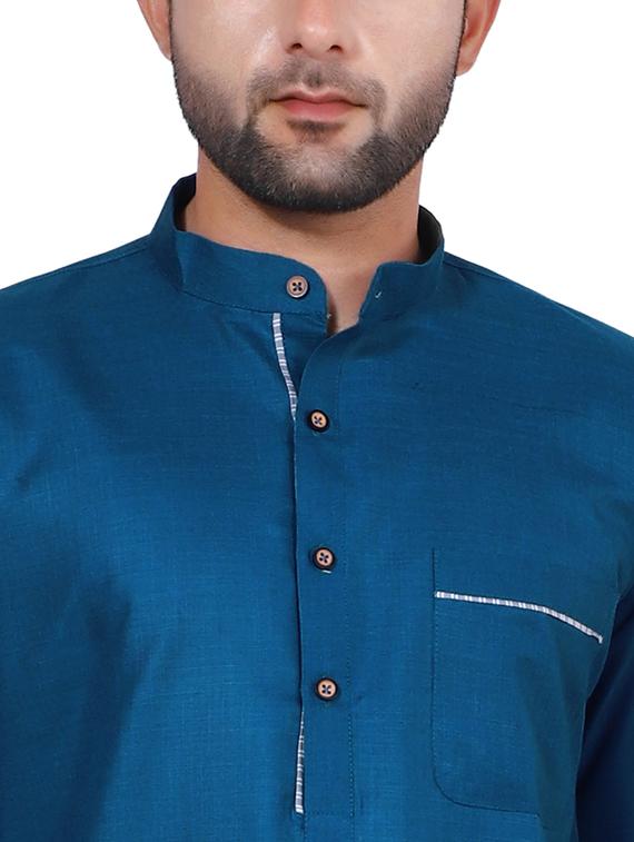teal solid long kurta - 17806670 - Standard Image - 3