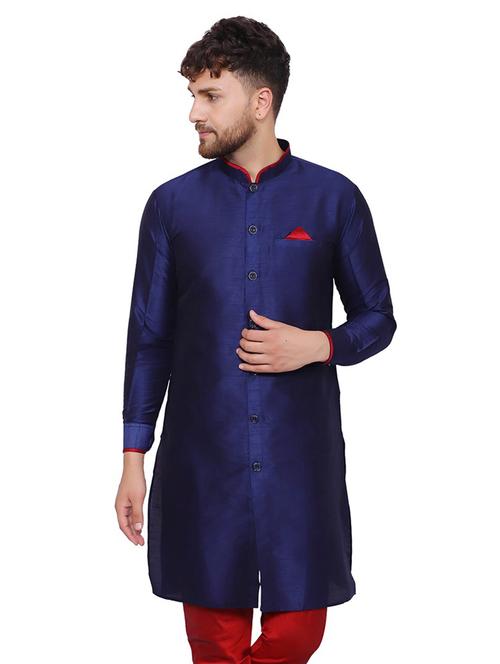 navy blue solid long kurta - 17806674 -  Standard Image - 0