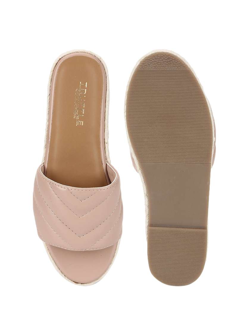 nude pu slides flip flops - 17806877 - Standard Image - 3