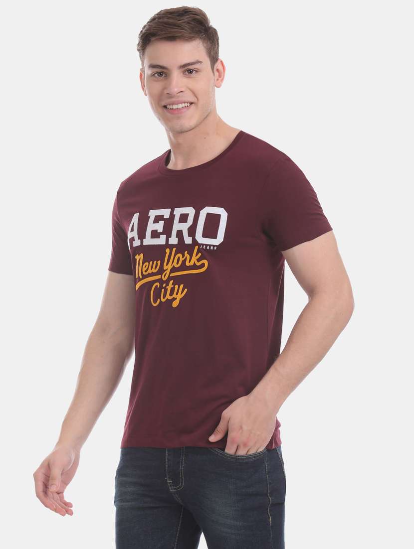 maroon printed t-shirt - 17807733 - Zoom Image - 0