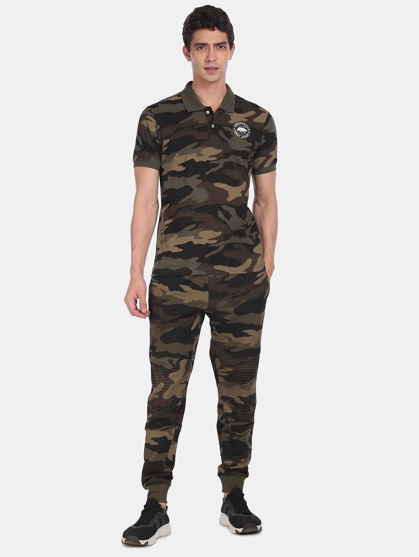 olive green camouflage polo t-shirt - 17807978 -  Standard Image - 3