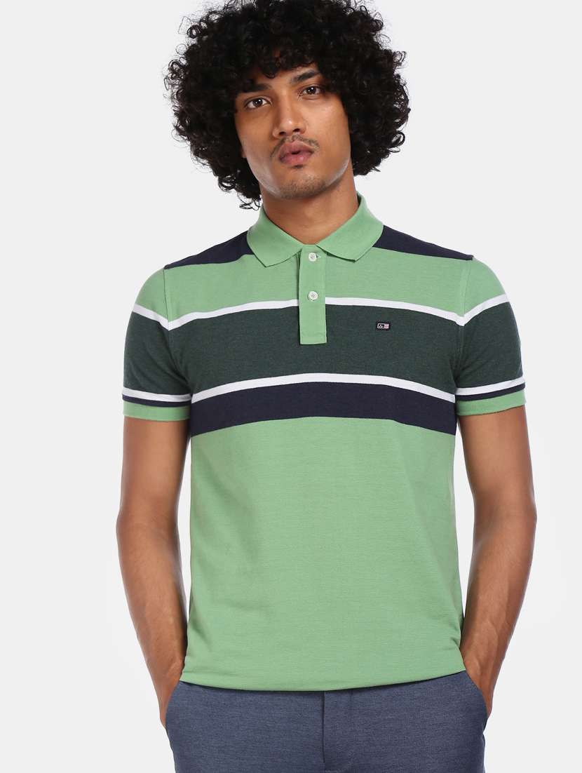 Green Color Block Polo T-shirt 