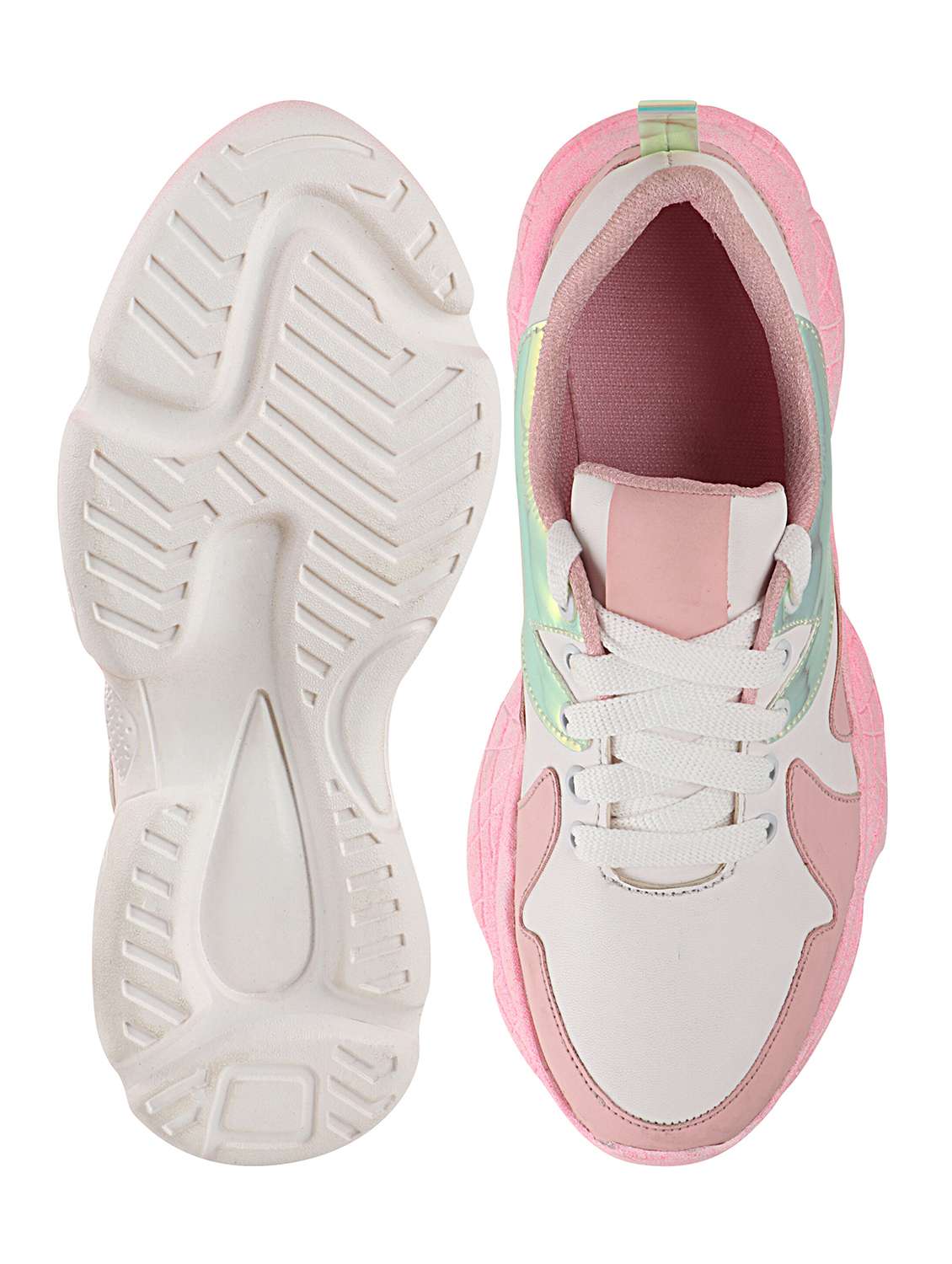 pink synthetic laceup sneakers - 17808245 - Standard Image - 3