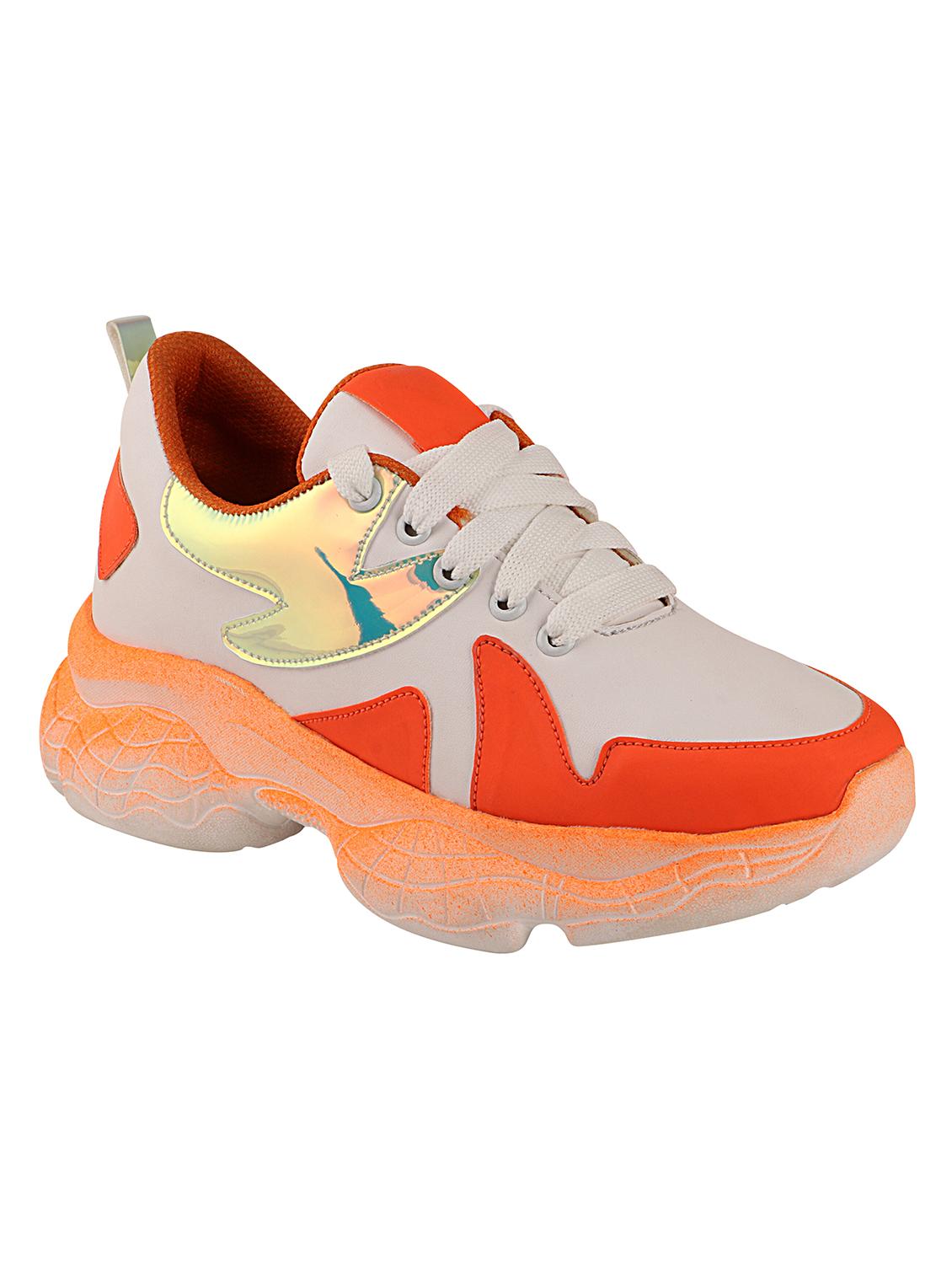 orange synthetic laceup sneakers - 17808247 - Zoom Image - 0