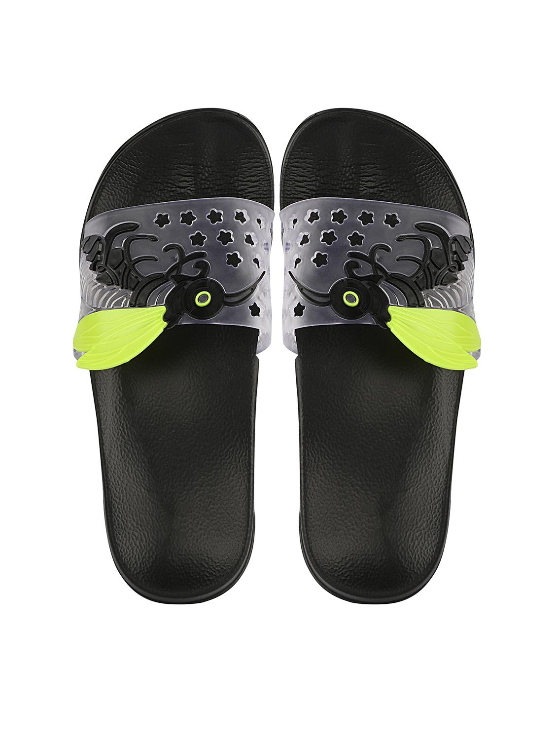 black synthetic slides flip flops - 17808265 - Zoom Image - 0