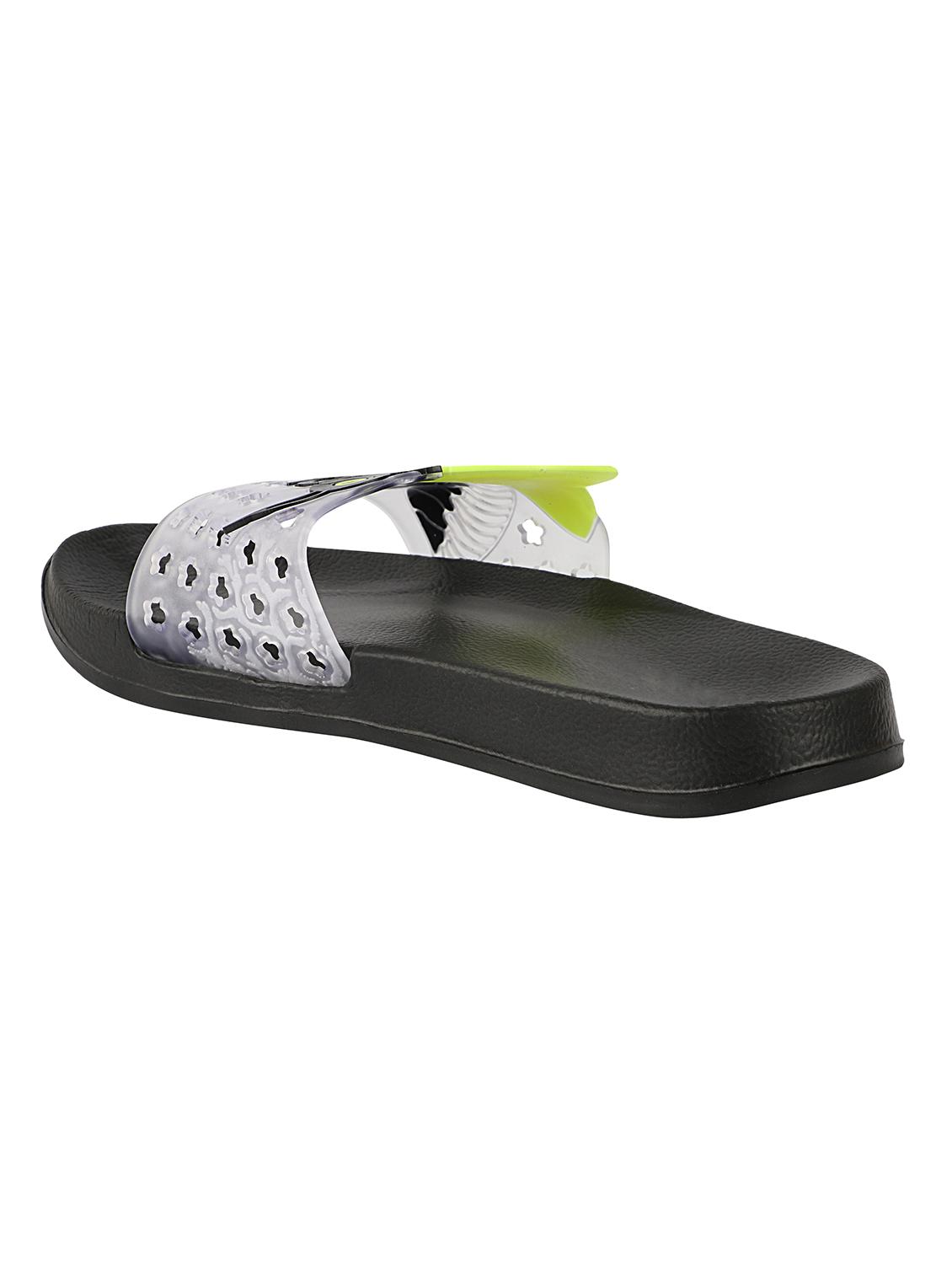 black synthetic slides flip flops - 17808265 - Standard Image - 3