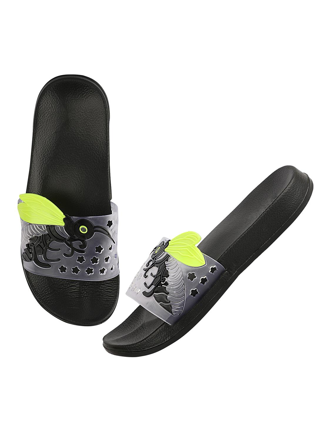 black synthetic slides flip flops - 17808265 - Standard Image - 5