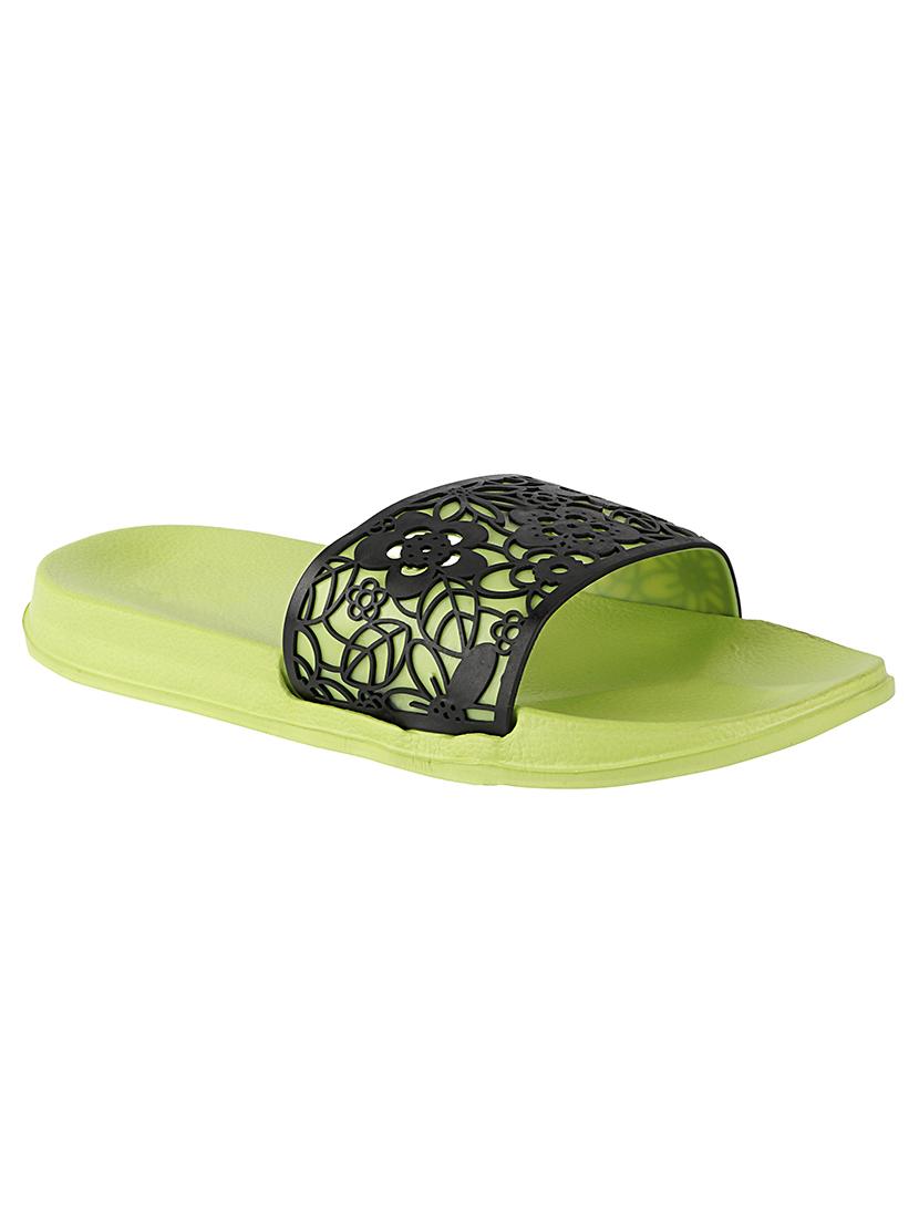 green synthetic slides flip flops - 17808271 -  Zoom Image - 0