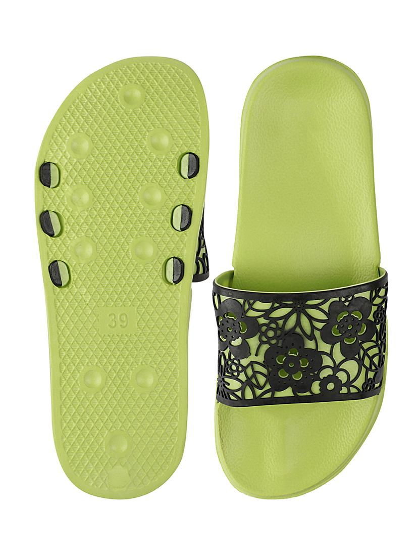green synthetic slides flip flops - 17808271 - Standard Image - 3
