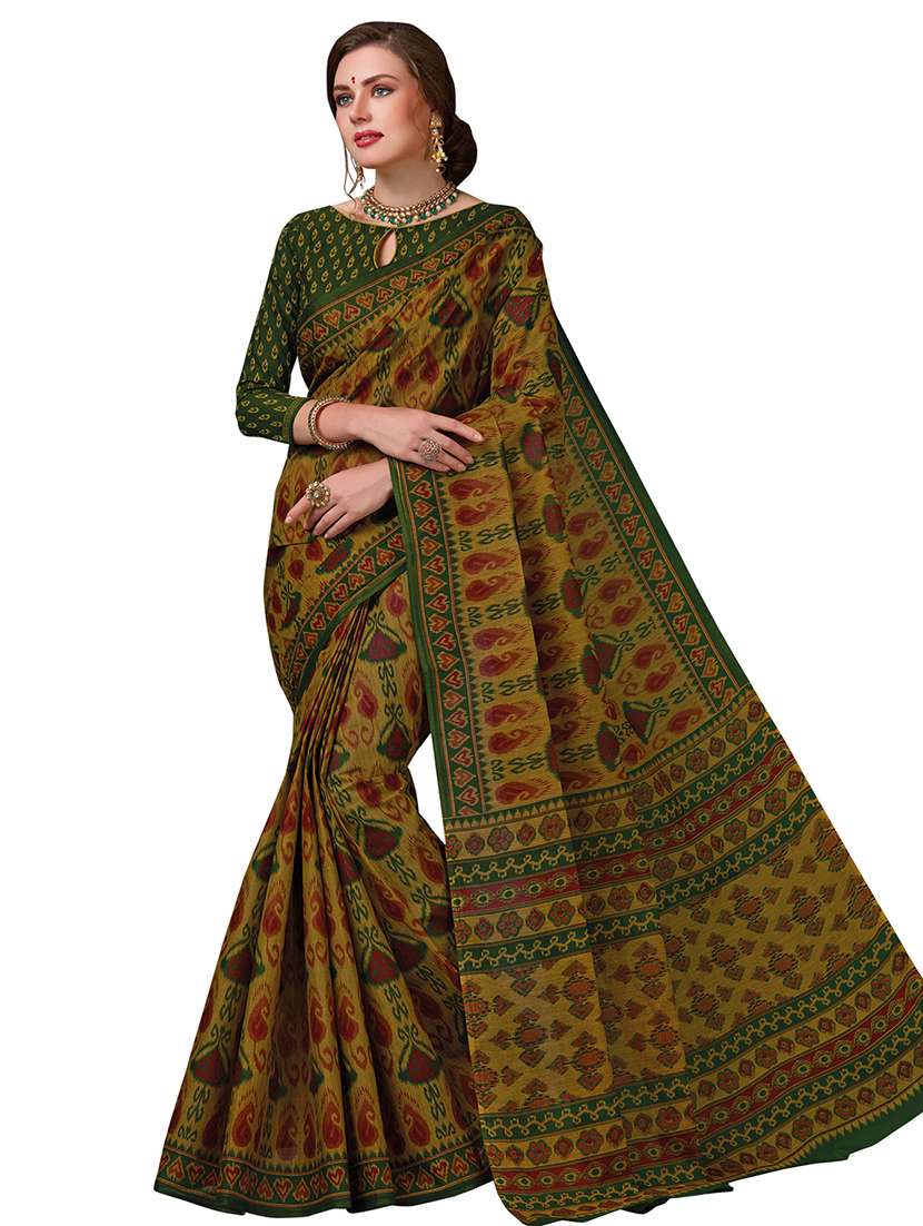 printed bordered saree with blouse