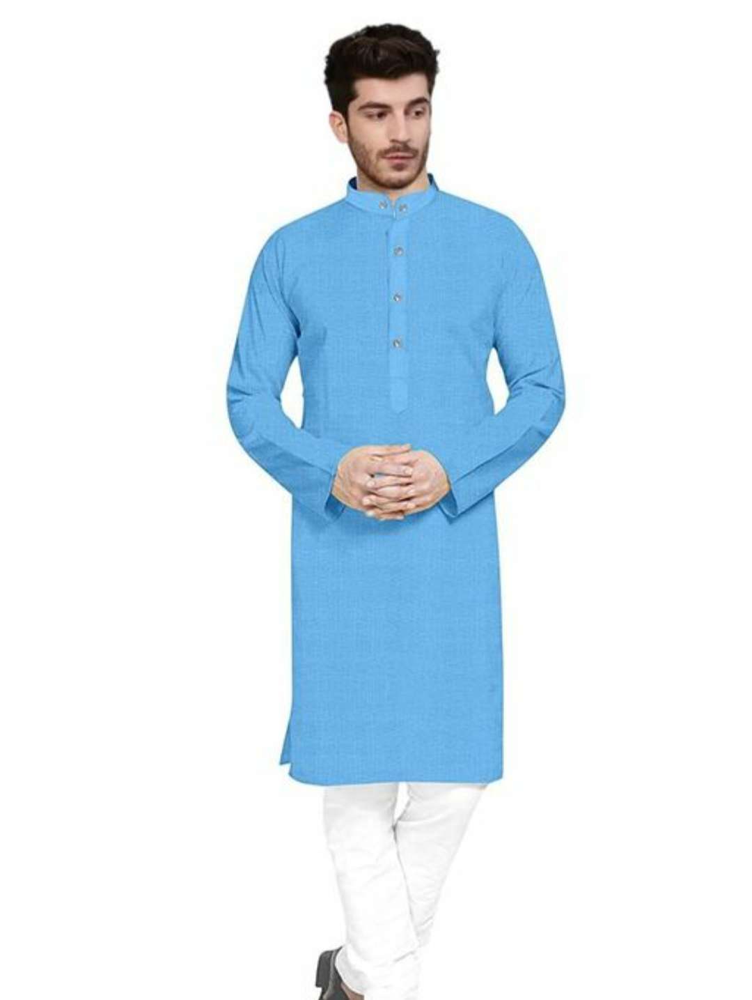 blue cotton kurta - 17809455 -  Zoom Image - 0