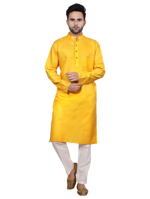 yellow solid kurta pyjama set - 17809533 - Standard Image - 0