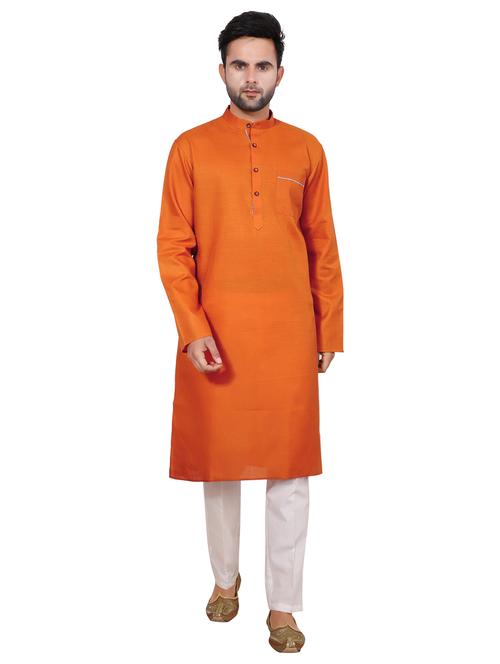 orange solid kurta pyjama set - 17809536 - Standard Image - 0