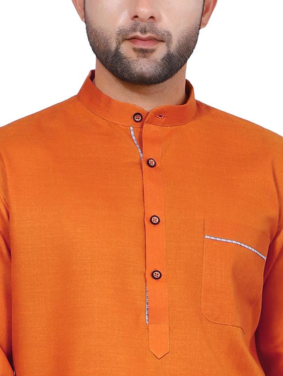 orange solid kurta pyjama set - 17809536 - Standard Image - 3