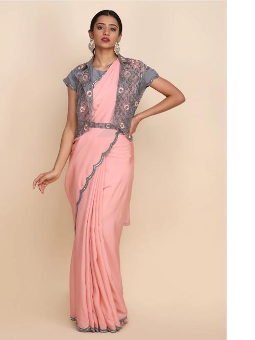 ethnic saree pink color - 17809609 - Standard Image - 0