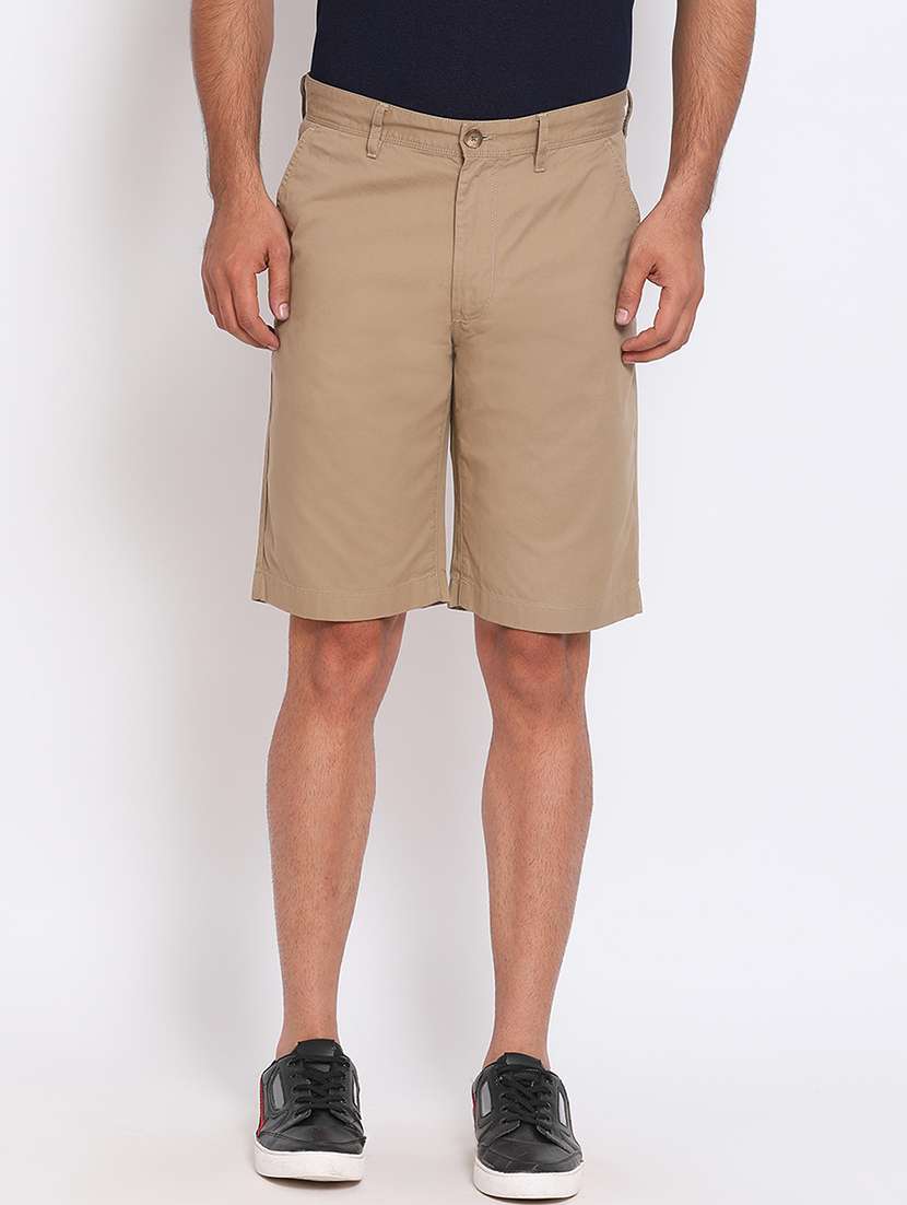 beige solid bermuda shorts - 17809701 - Zoom Image - 0